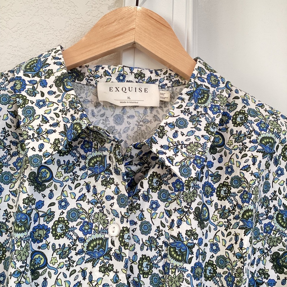 Exquise Tobie Mini Shirt Dress Anthropologie NWT Sz L Sz XL Floral - Picture 6 of 13